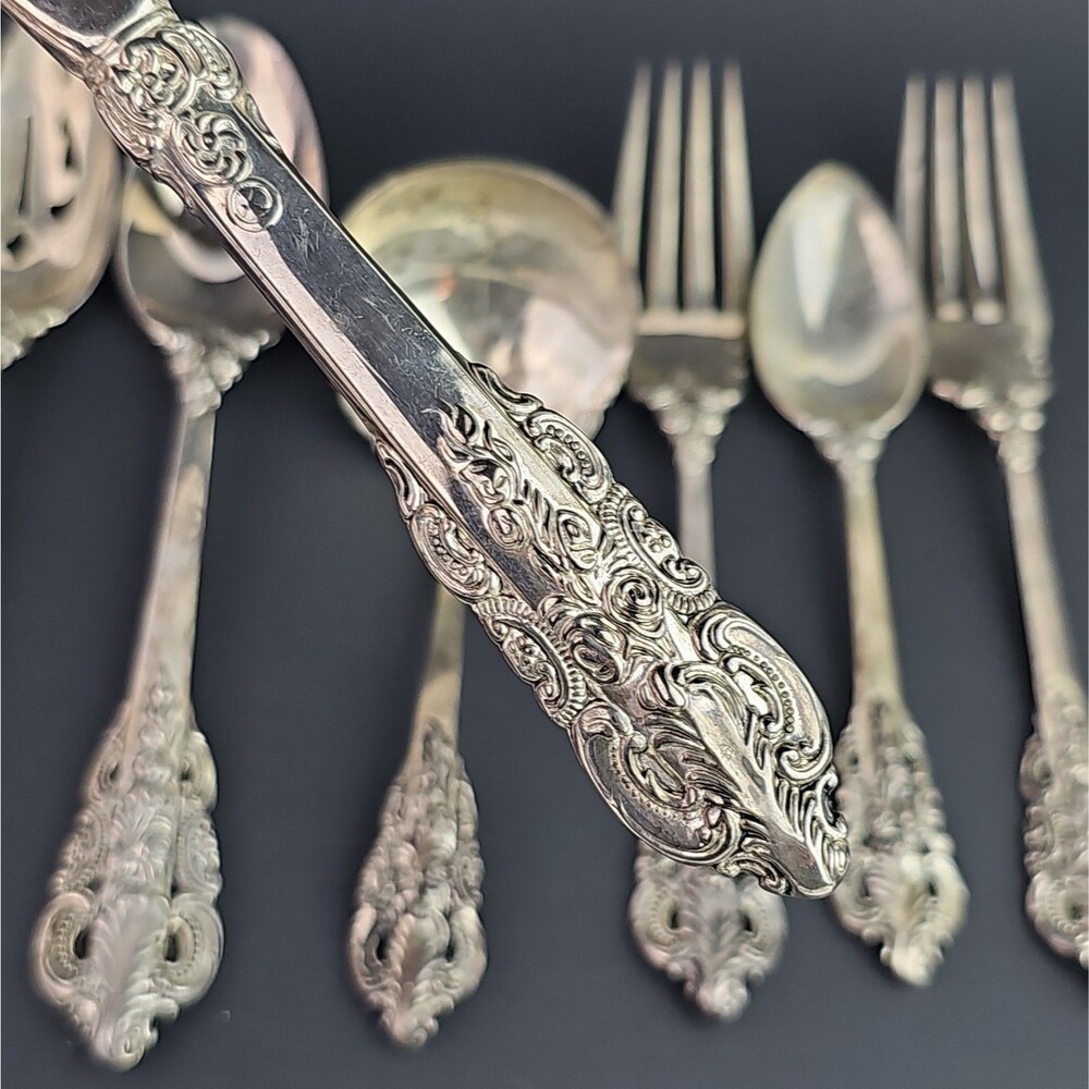 Vintage Baroque by Godinger Flatware Serving Lot of 8 Silverplate Craft or Use
